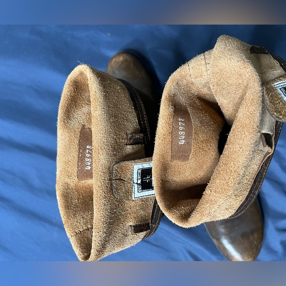 FRYE Veronica Tall Brown Leather Slouch Boots - Picture 3 of 5